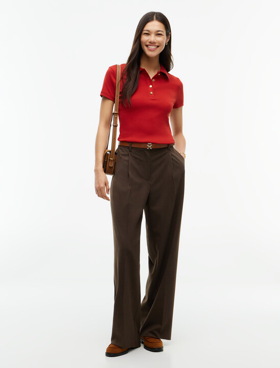 Slim Fit Gold-Tone Button Polo Shirt