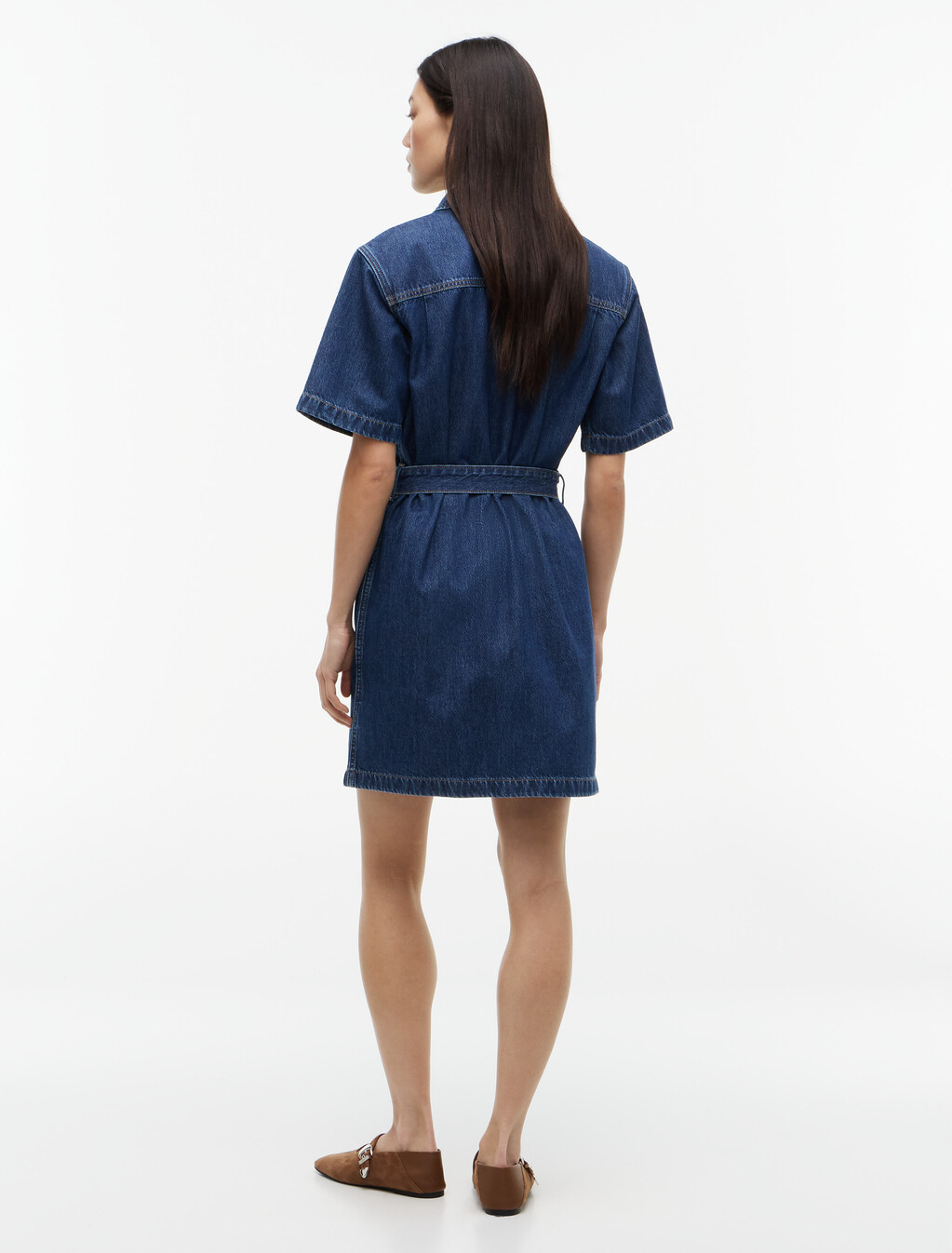 Denim Utility Short Sleeve Shirt Dress, Denim Dark, hi-res
