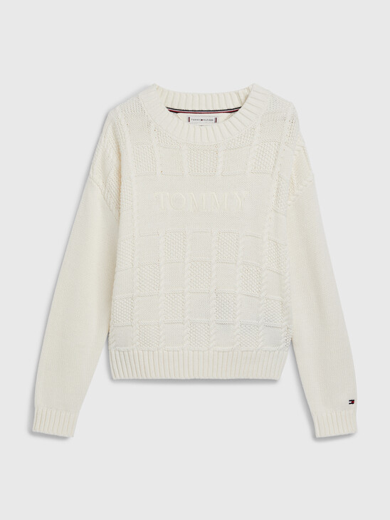 CHECKERBOARD CABLE KNIT JUMPER