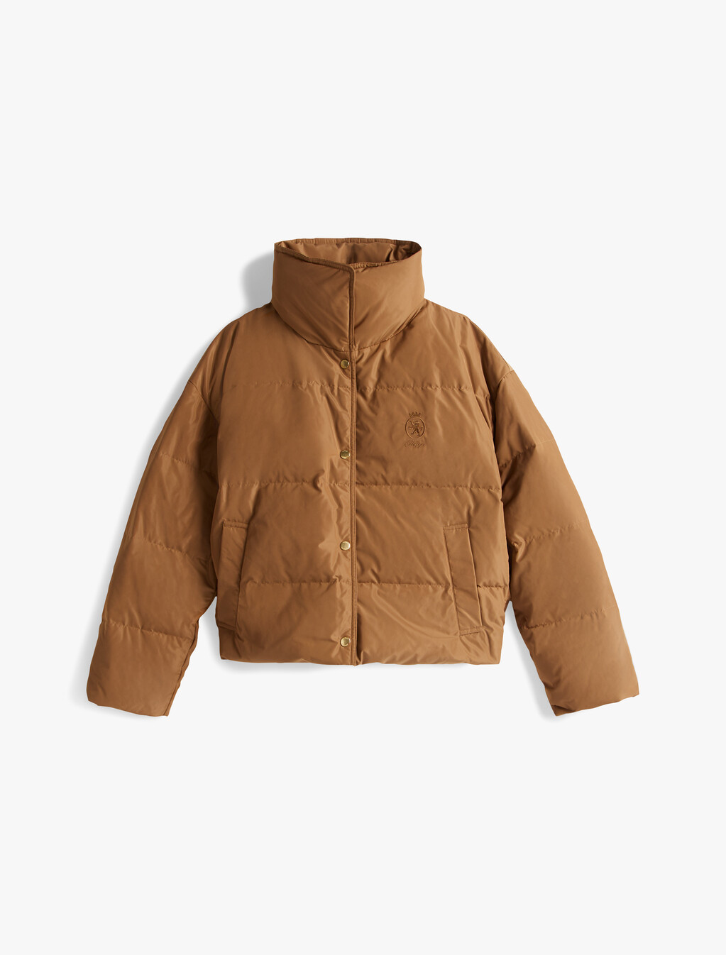 Crest Embroidery Down Puffer Jacket, Hickory, hi-res