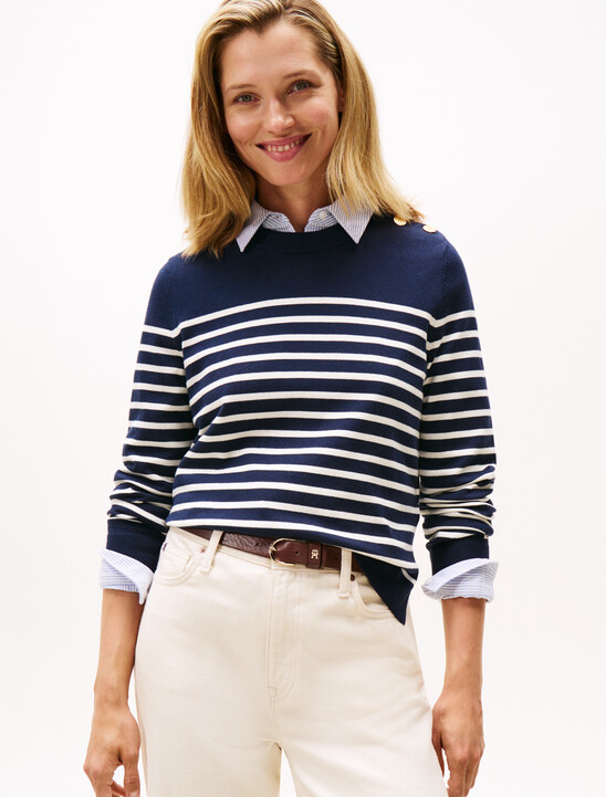 Jersey Gold-Tone Button Jumper