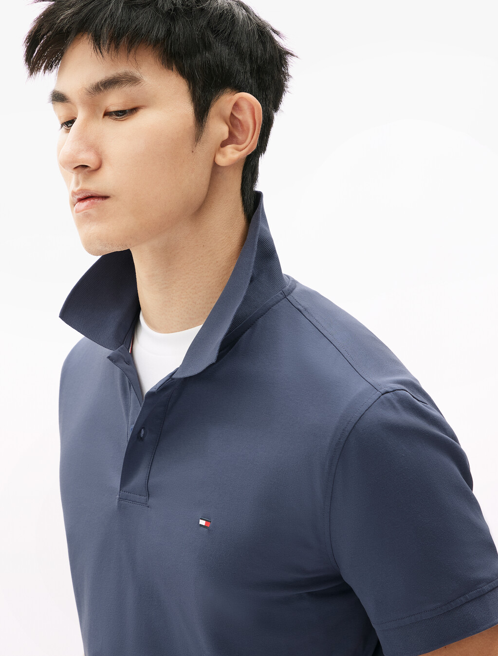 Cool Touch Silk Blend Polo, Faded Indigo, hi-res