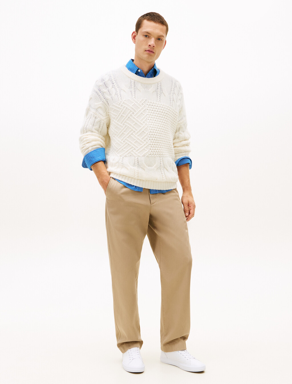 Contrast Midsole Debossed Leather Trainers, White, hi-res