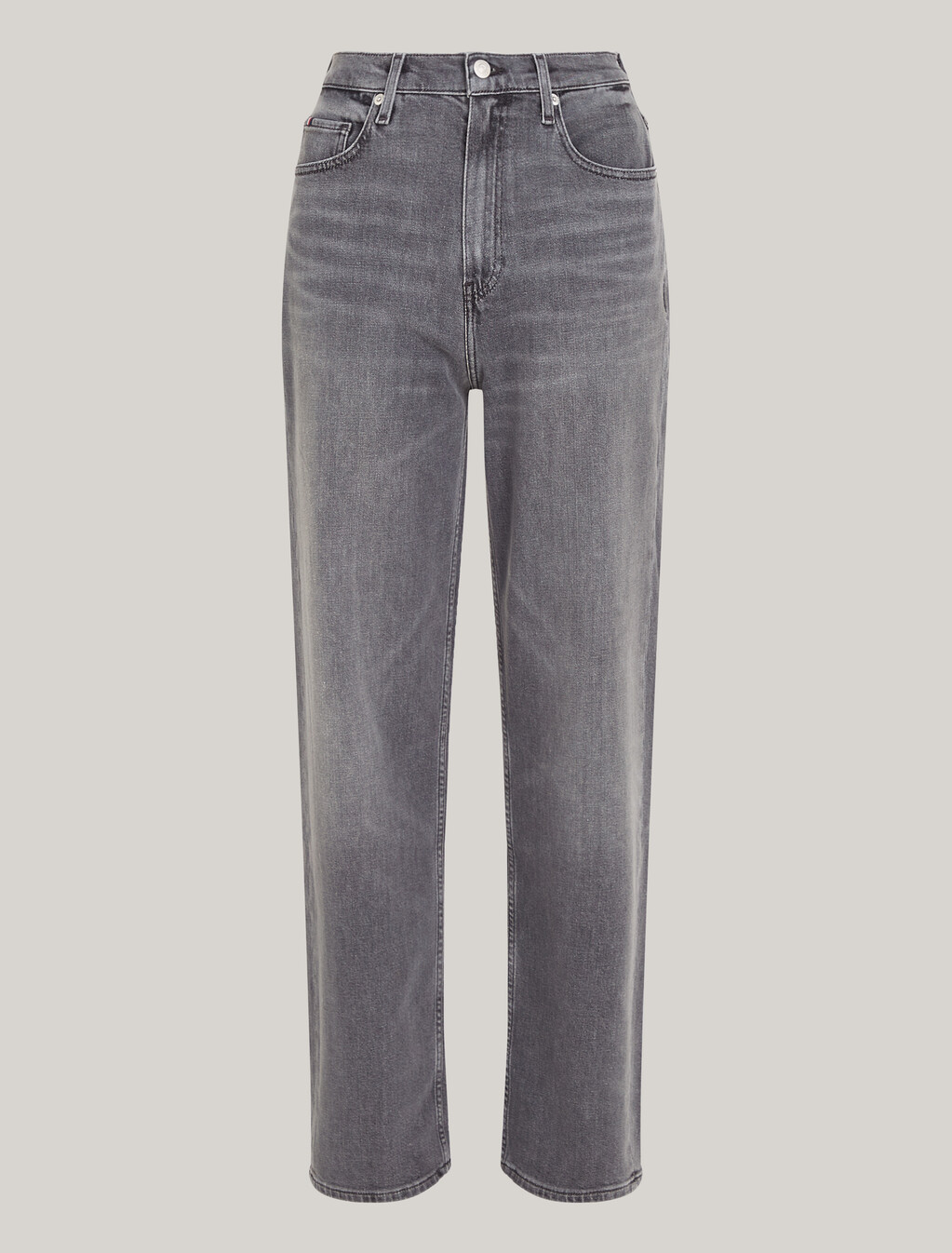 High Rise Relaxed Straight Faded Jeans, Ger, hi-res