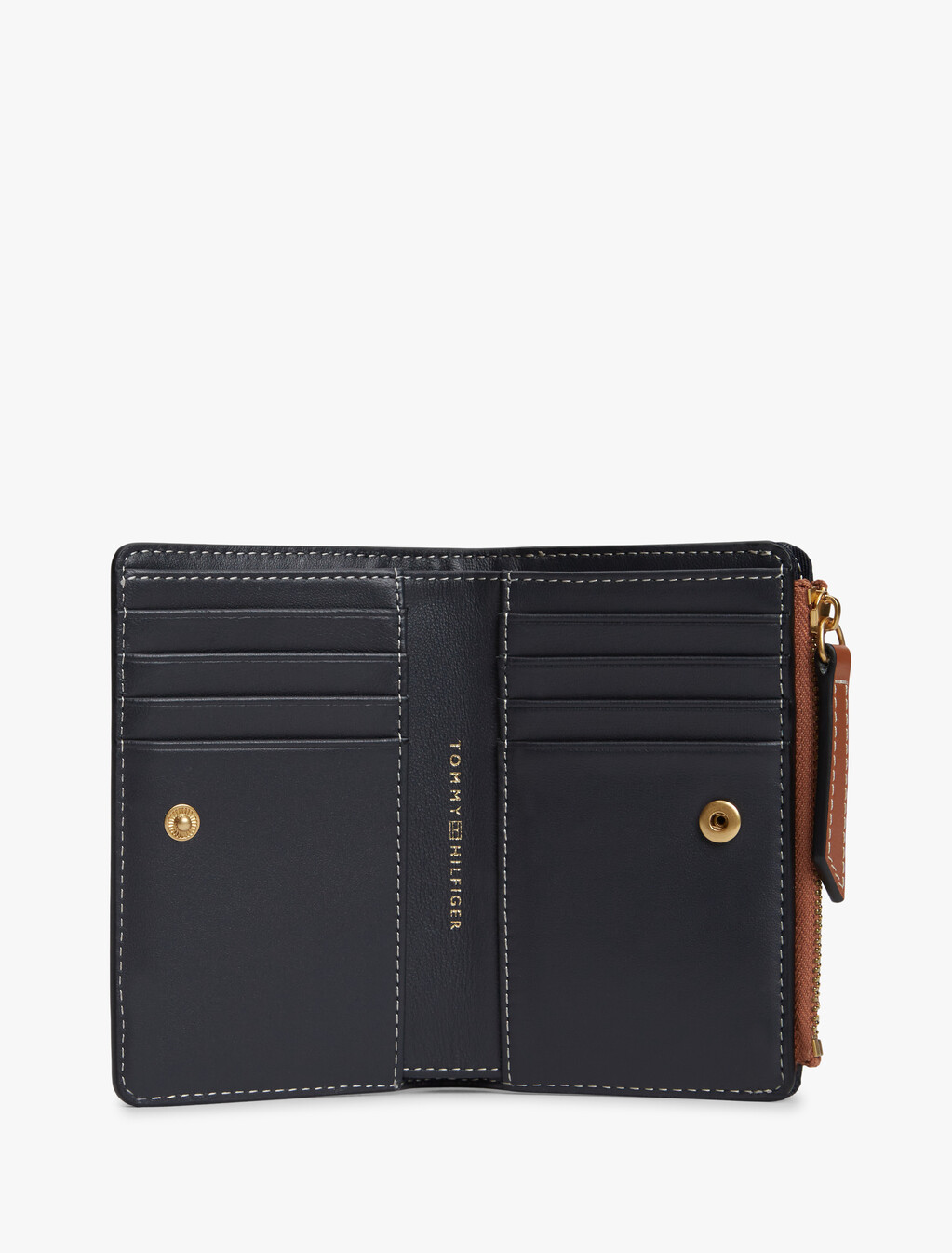 草書風 Monogram 標誌皮革對摺式銀包, Cognac, hi-res