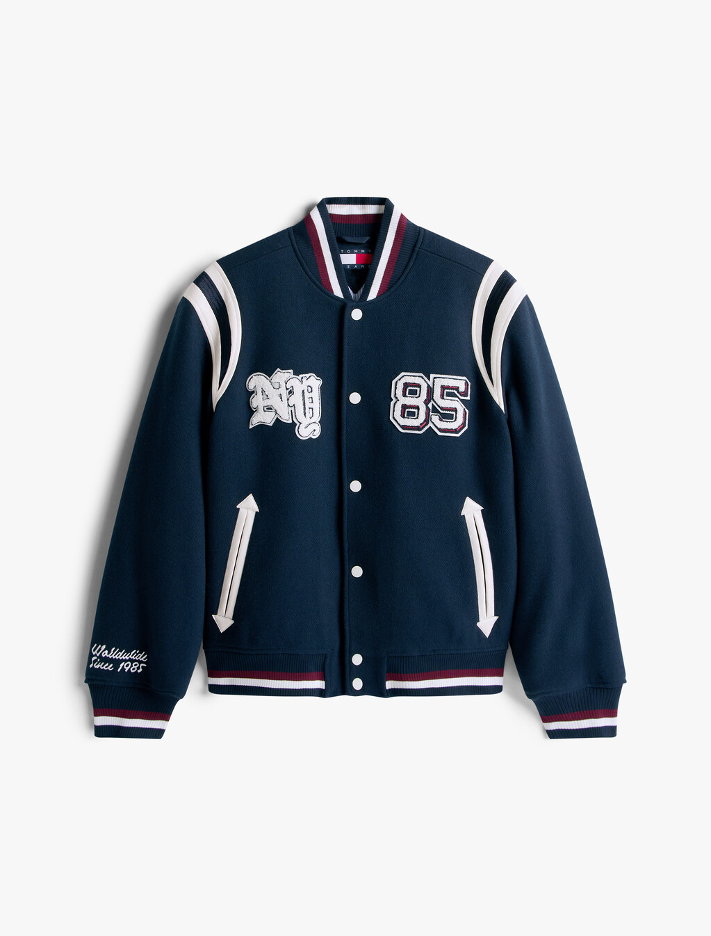 Varsity Logo Appliqué Bomber Jacket With Wool, Dark Night Navy, hi-res