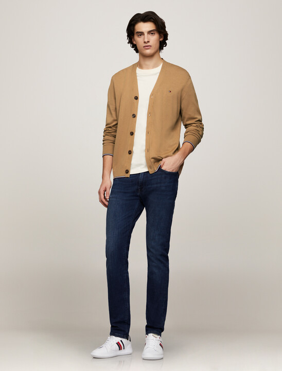 Tipped Cardigan, Safari Canvas Tipped Cardigan
