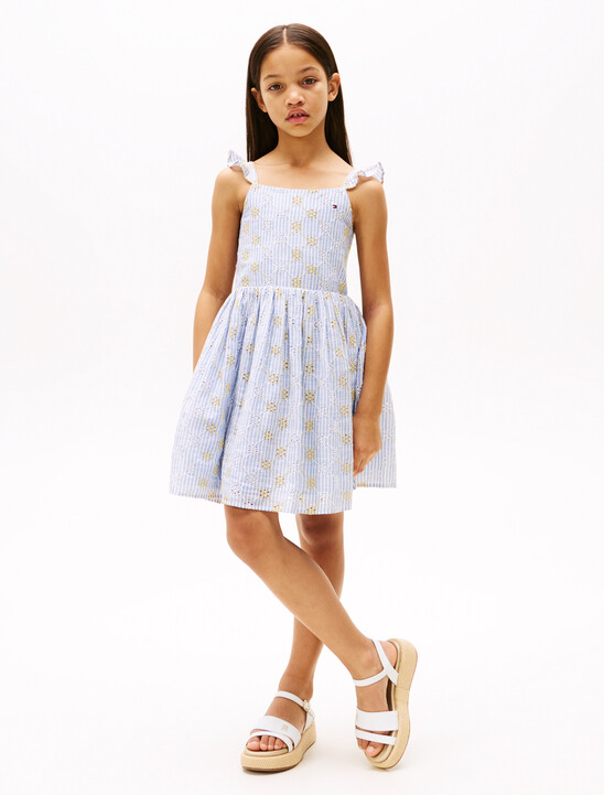Stripe Broderie Anglaise Sleeveless Dress