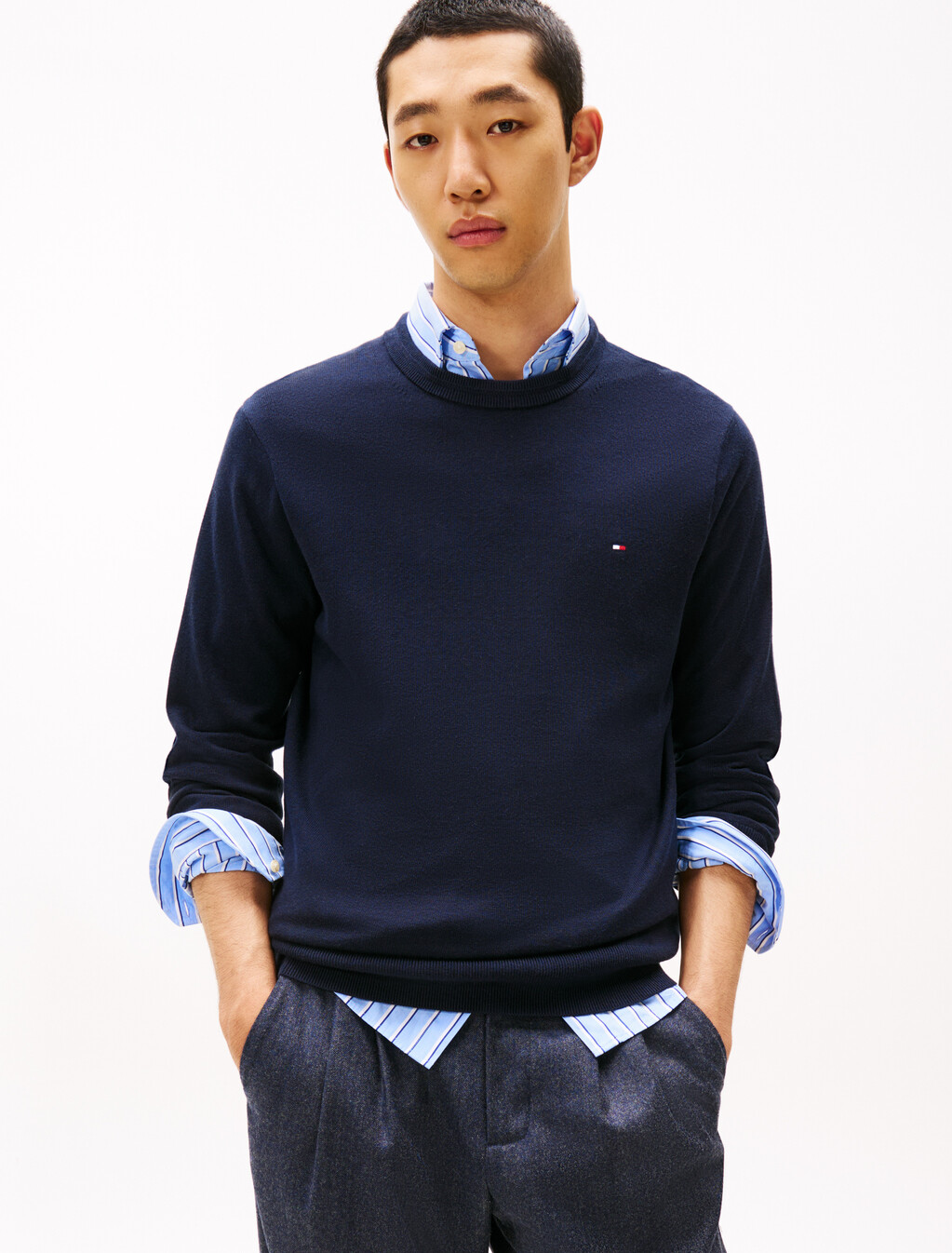 Cotton Silk Cashmere Sweater, Desert Sky, hi-res