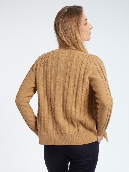 CABLE KNIT WOOL CARDIGAN