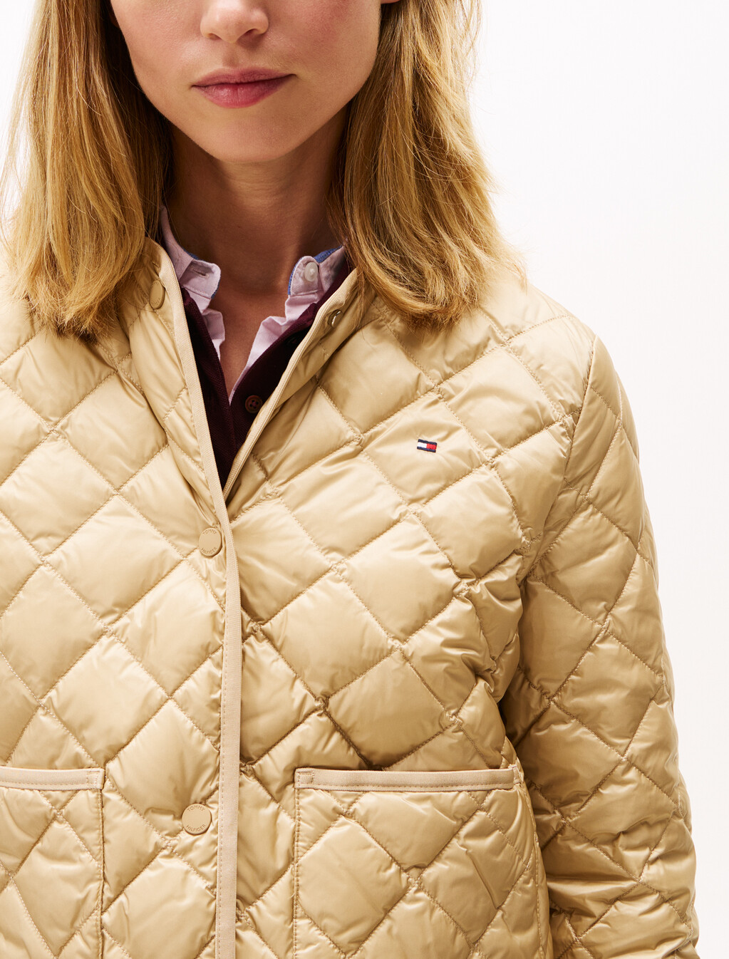 Lightweight Down Quilted Jacket, Beige, hi-res