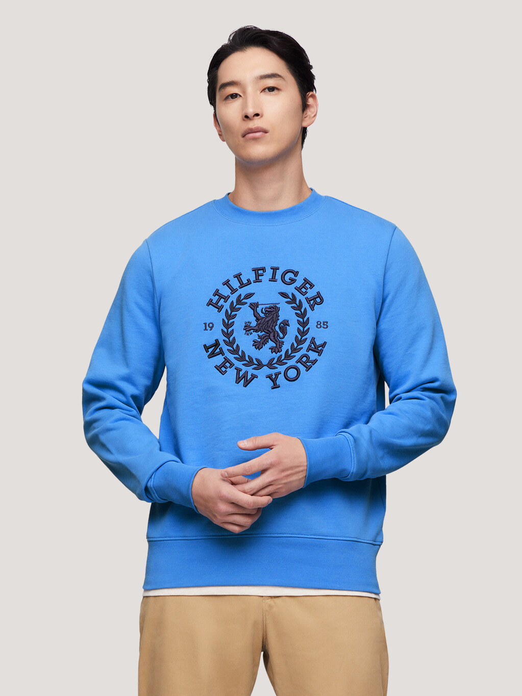 Oversized Crest Logo Sweatshirt, Blue Spell, hi-res