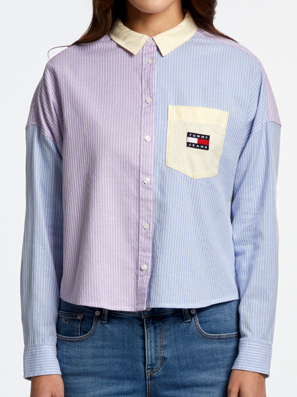 Color Block Stripe Organic Cotton Shirt