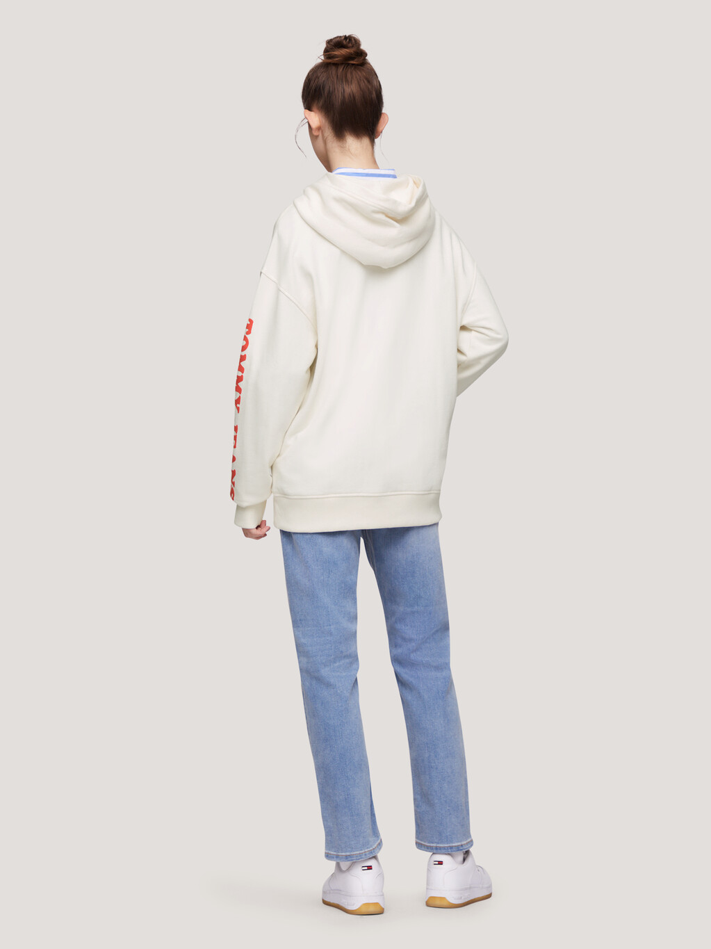 Relaxed Fit Cherry Hoodie, Ancient White, hi-res