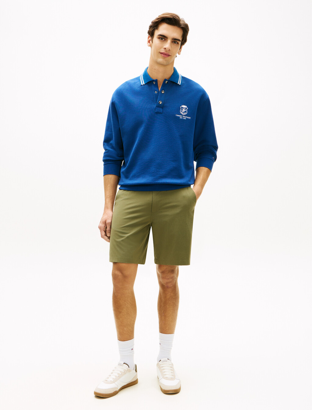 Dover Flag Embroidery 8" Inseam Chino Shorts, Dark Artichoke, hi-res
