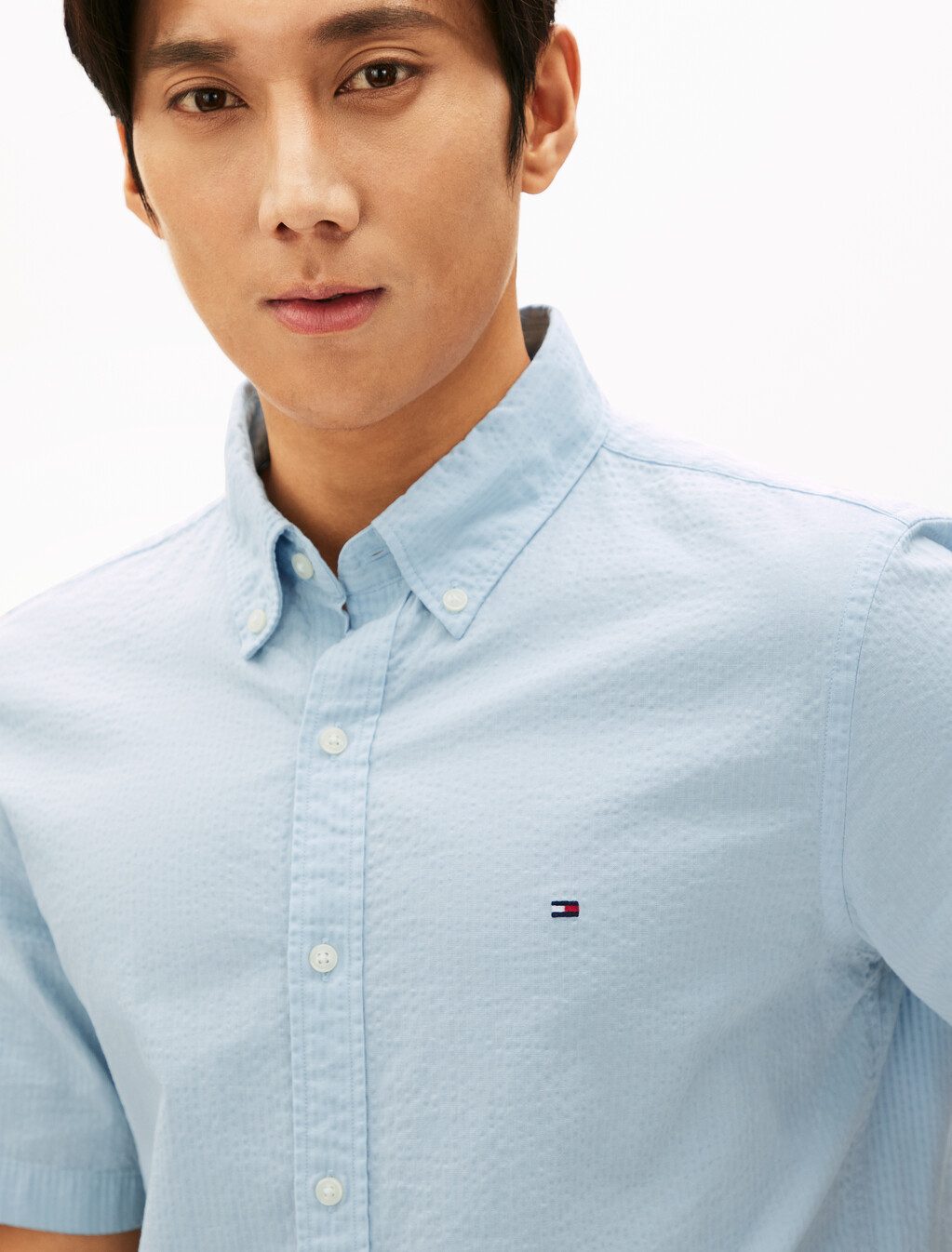 Seersucker Short Sleeve Shirt, Breezy Blue, hi-res