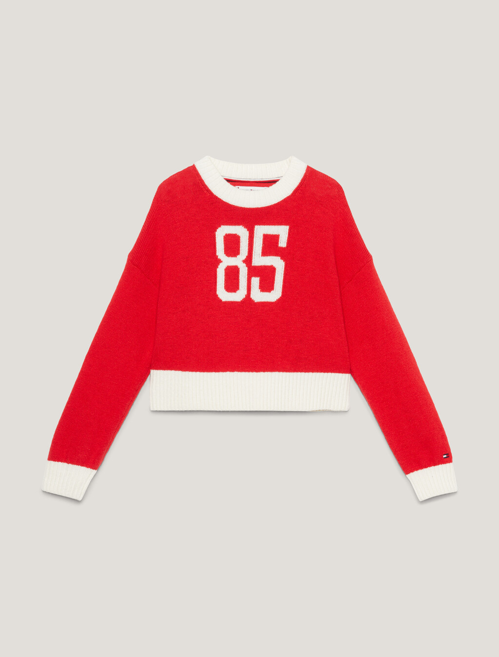 1985 Collection Varsity Cropped Jumper, Fierce Red, hi-res