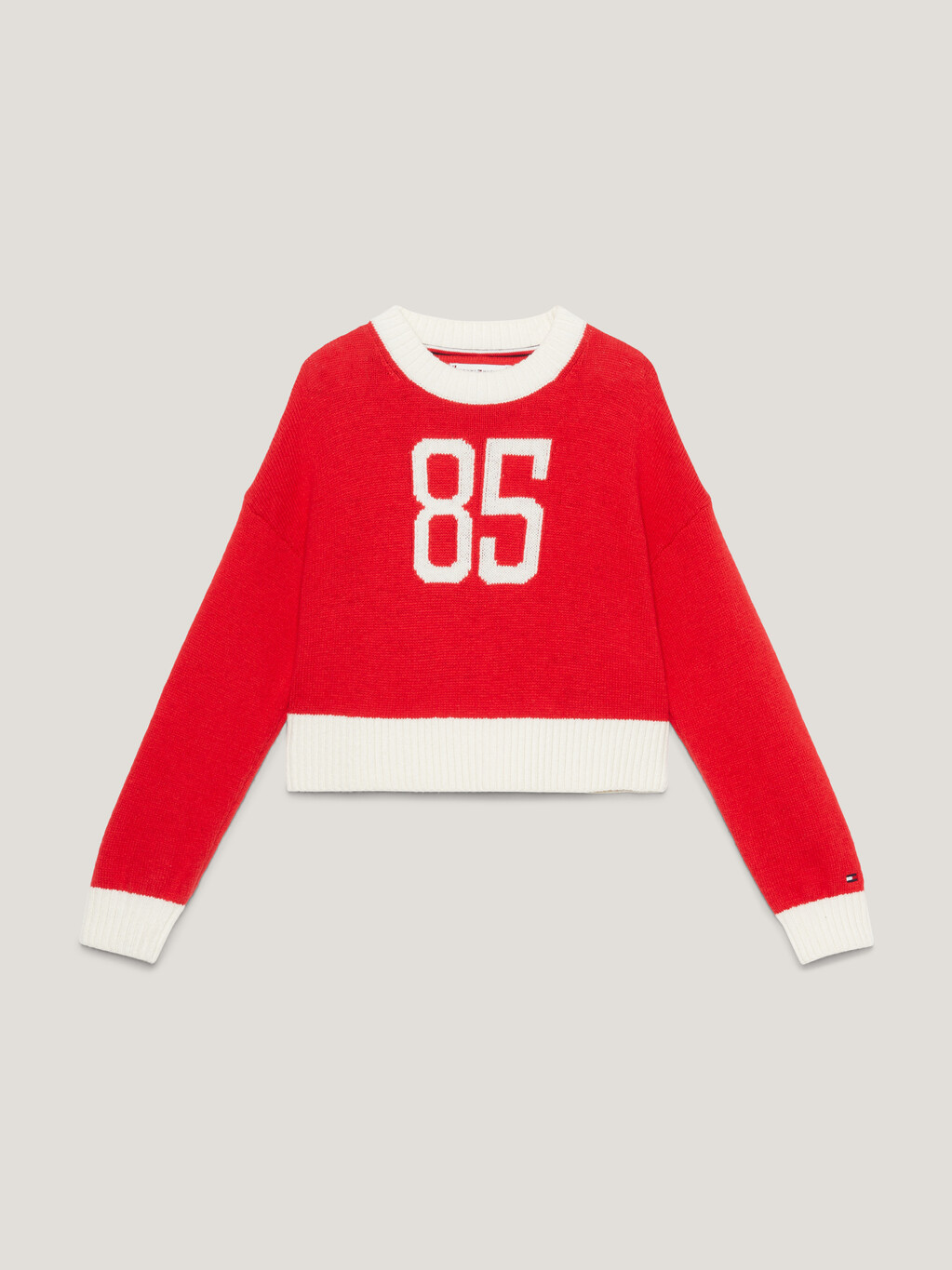 1985 Collection Varsity Cropped Jumper, Fierce Red, hi-res