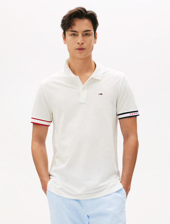旗幟袖口修身 Polo 衫