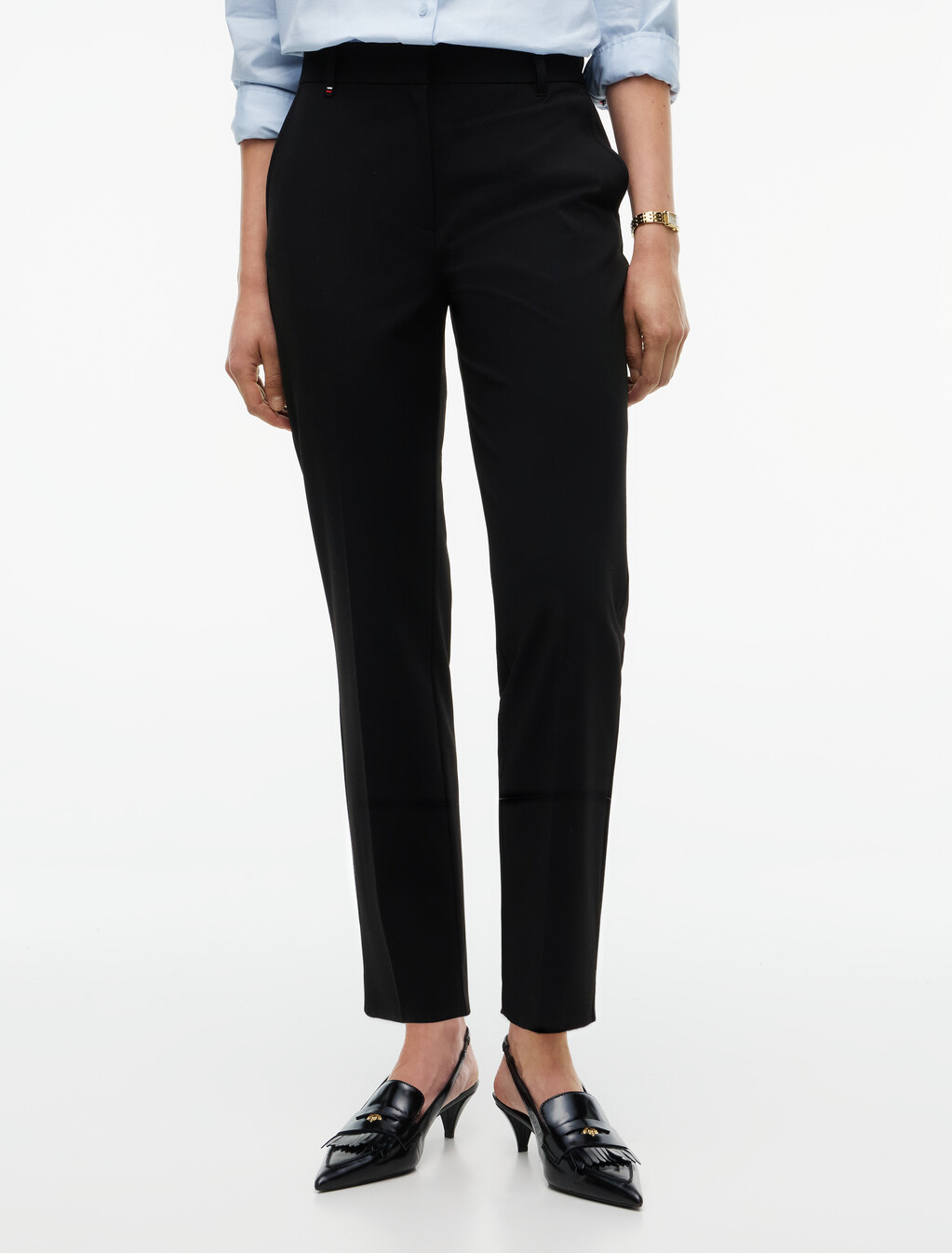 Travel Slim Straight Leg Trousers, Black, hi-res