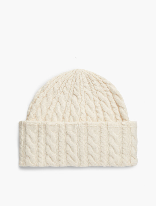 Flag Cable Knit Beanie With Alpaca