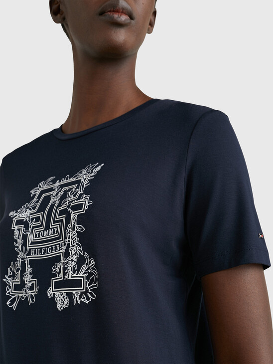 FLORAL MONOGRAM PRINT T-SHIRT