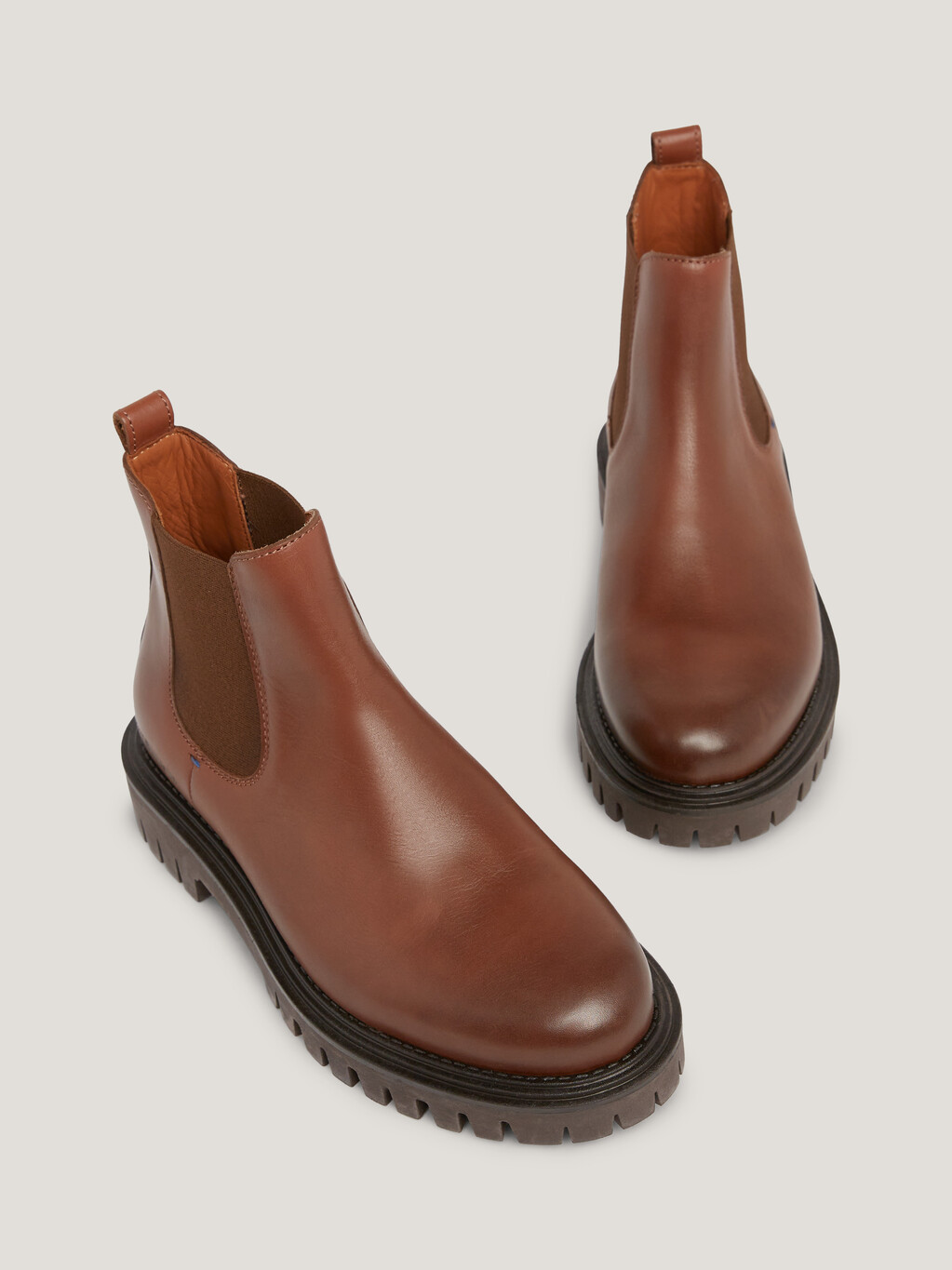 Premium Leather Cleat Chelsea Boots, Winter Cognac, hi-res