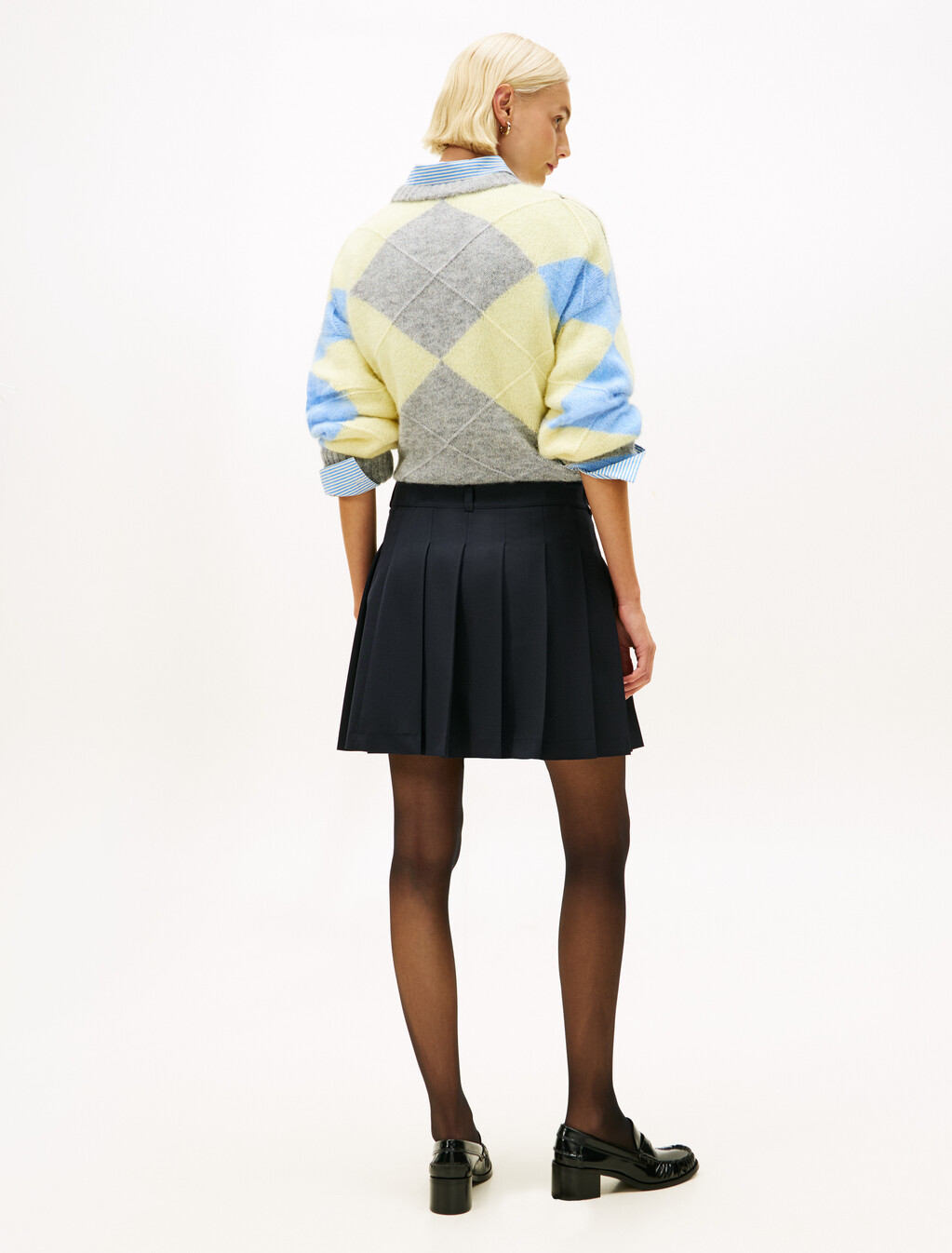 Timeless Wool Blend Pleated Mini Skirt, Dark Night Navy, hi-res