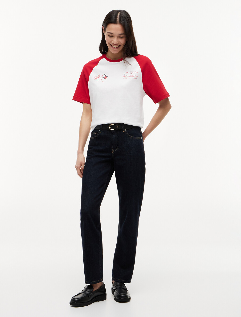 TH x Cadillac F1&reg; 車隊後背圖案連肩 T 恤, White / Red, hi-res