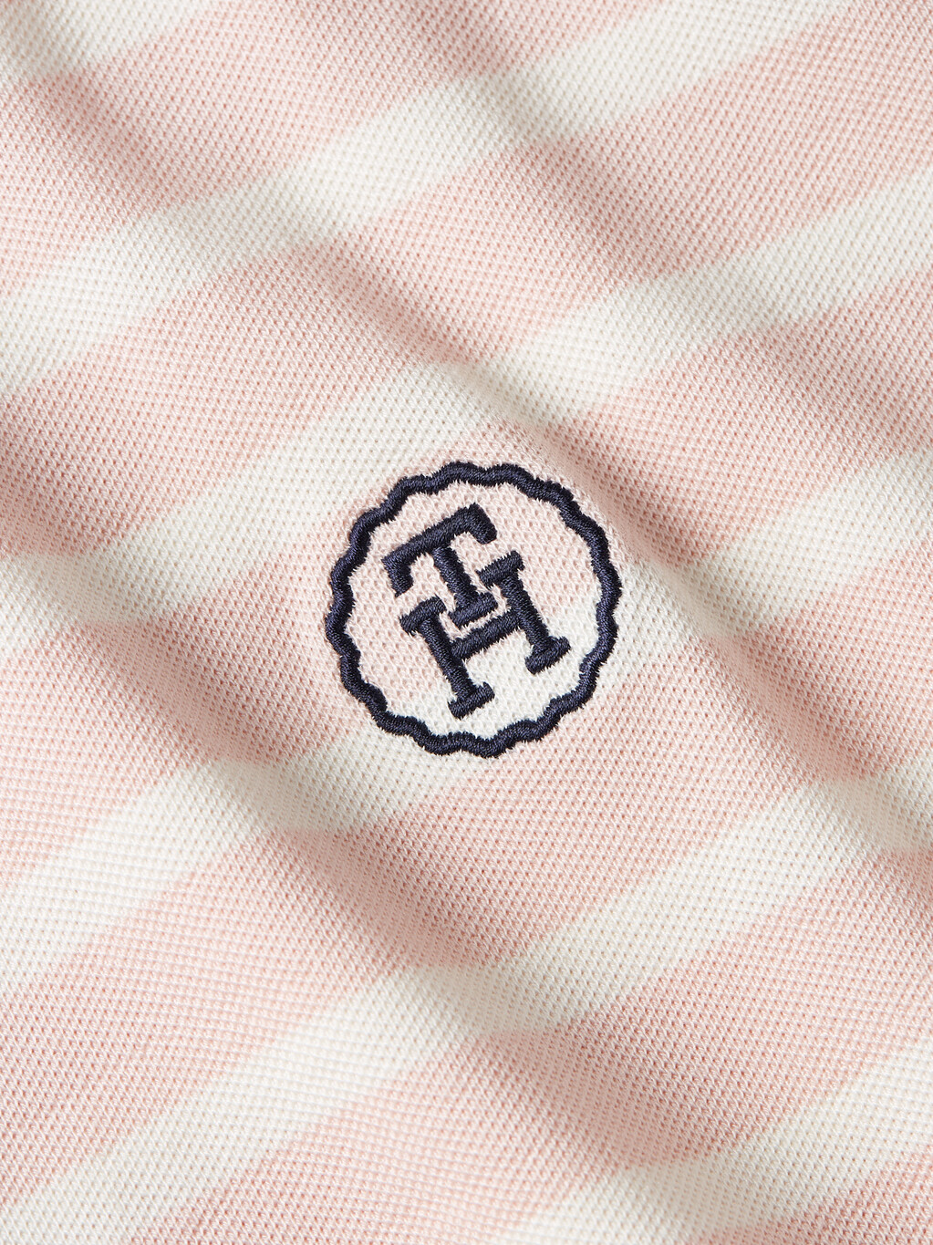 寬鬆萊賽爾條紋 Polo 恤, Breton Ecru/Whimsy Pink, hi-res