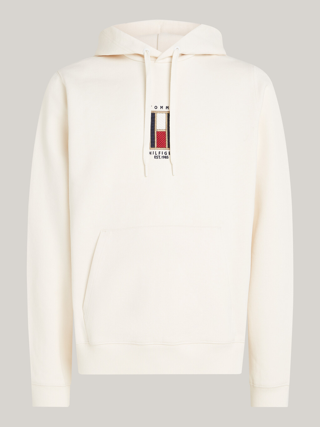 Vertical Flag Drawstring Hoody, Ivory Petal, hi-res