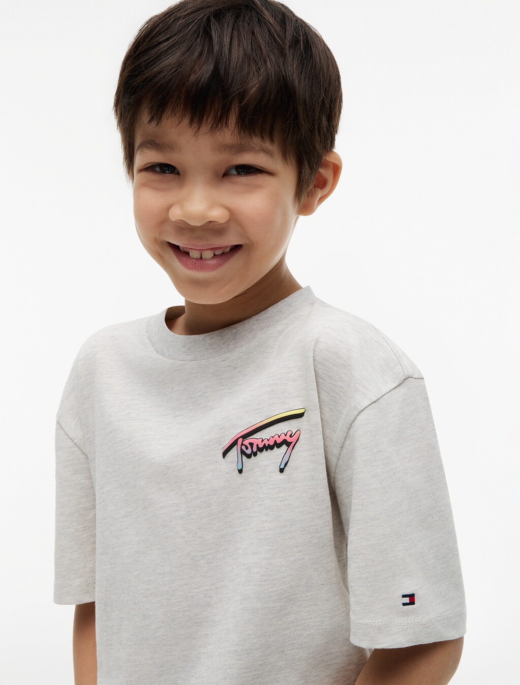 Back Logo Graphic Textured T-Shirt, Light Grey Heather, hi-res
