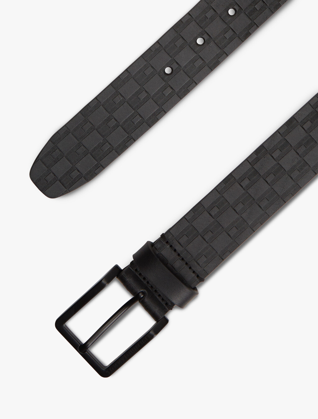 TH Flag Debossed Leather Belt, Black, hi-res