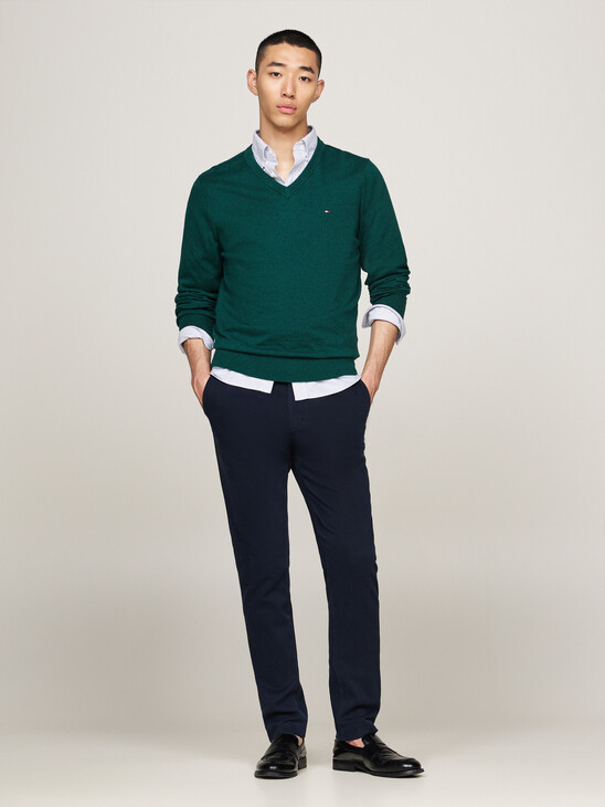 Cotton Cashmere V-Neck Jumper