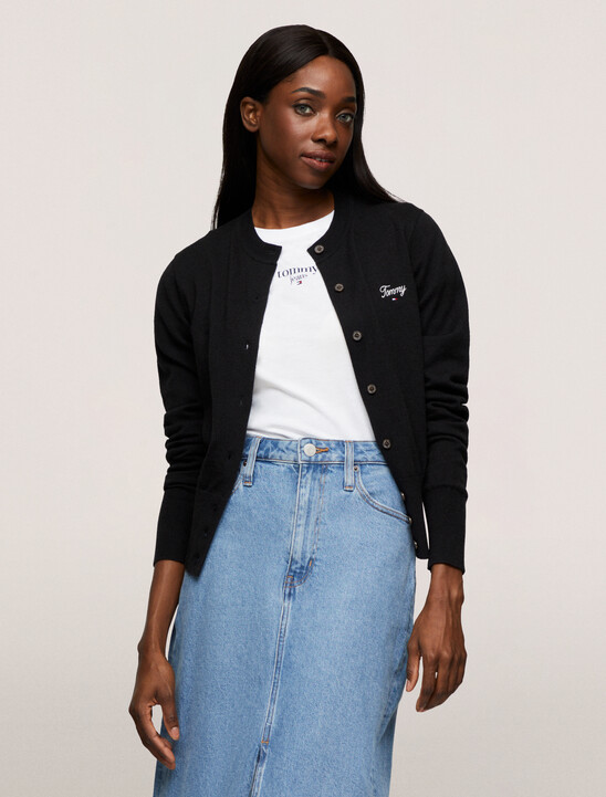 Script Logo Round Neck Cardigan