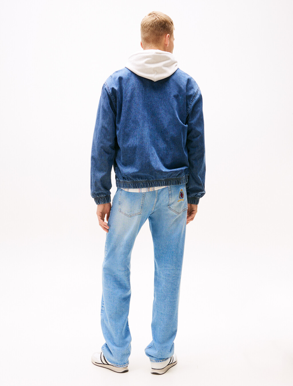 Chambray Logo Collar Jacket, Denim Medium 01, hi-res