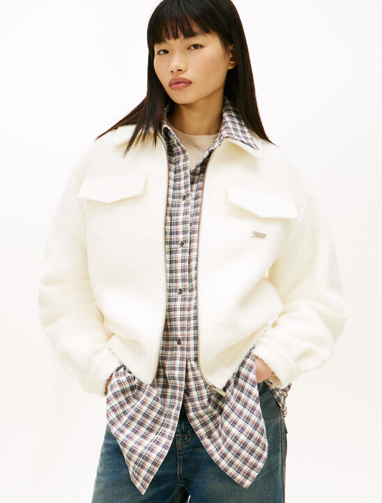 Wool Blend Oversized Zip Jacket