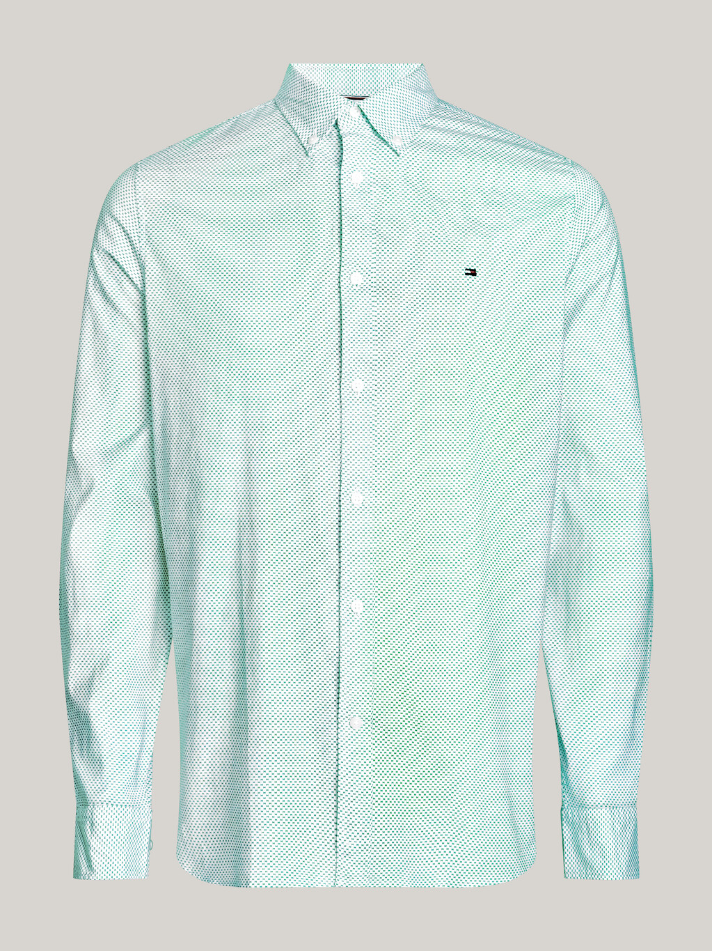 Flex Micro Print Slim Fit Shirt, Optic White / Olympic Green, hi-res