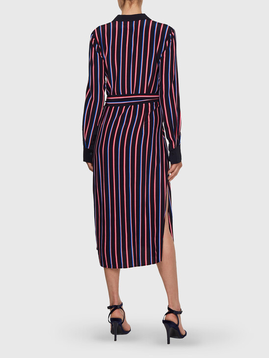 Viscose Stripe Midi Shirt Dress