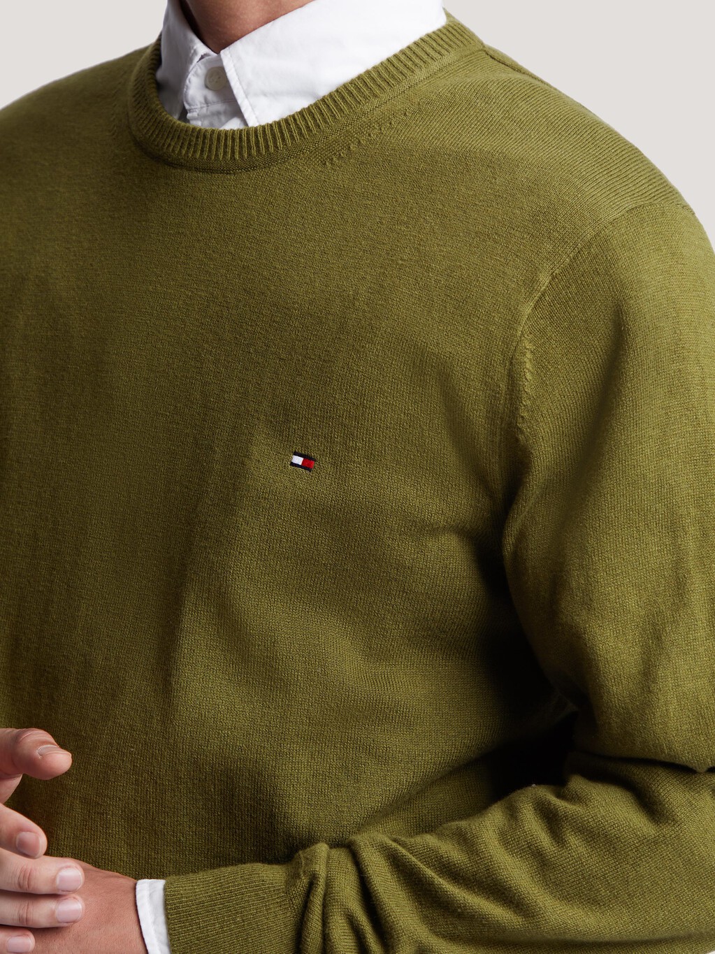 Organic Pima Cotton Cashmere Sweater, Putting Green, hi-res