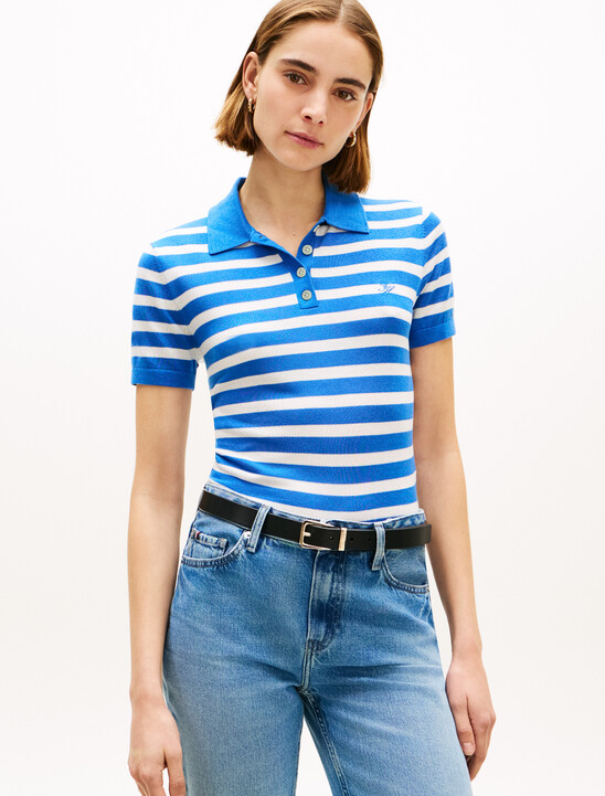 Short Sleeve Polo Jumper With Silk