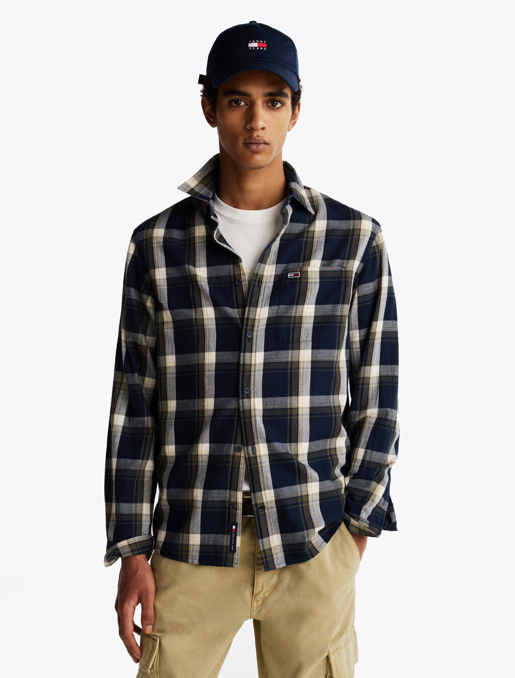 格紋法蘭絨襯衫, Dark Night Navy Check, hi-res