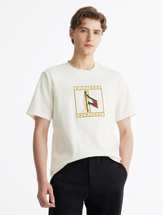 Flag Icon Embroidery Interlock T-Shirt