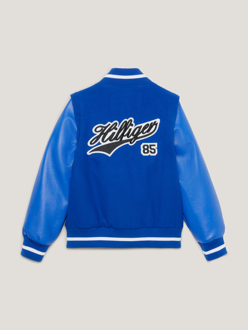 Varsity Zip-Off Sleeves Script Back Logo Bomber Jacket, Ultra Blue, hi-res