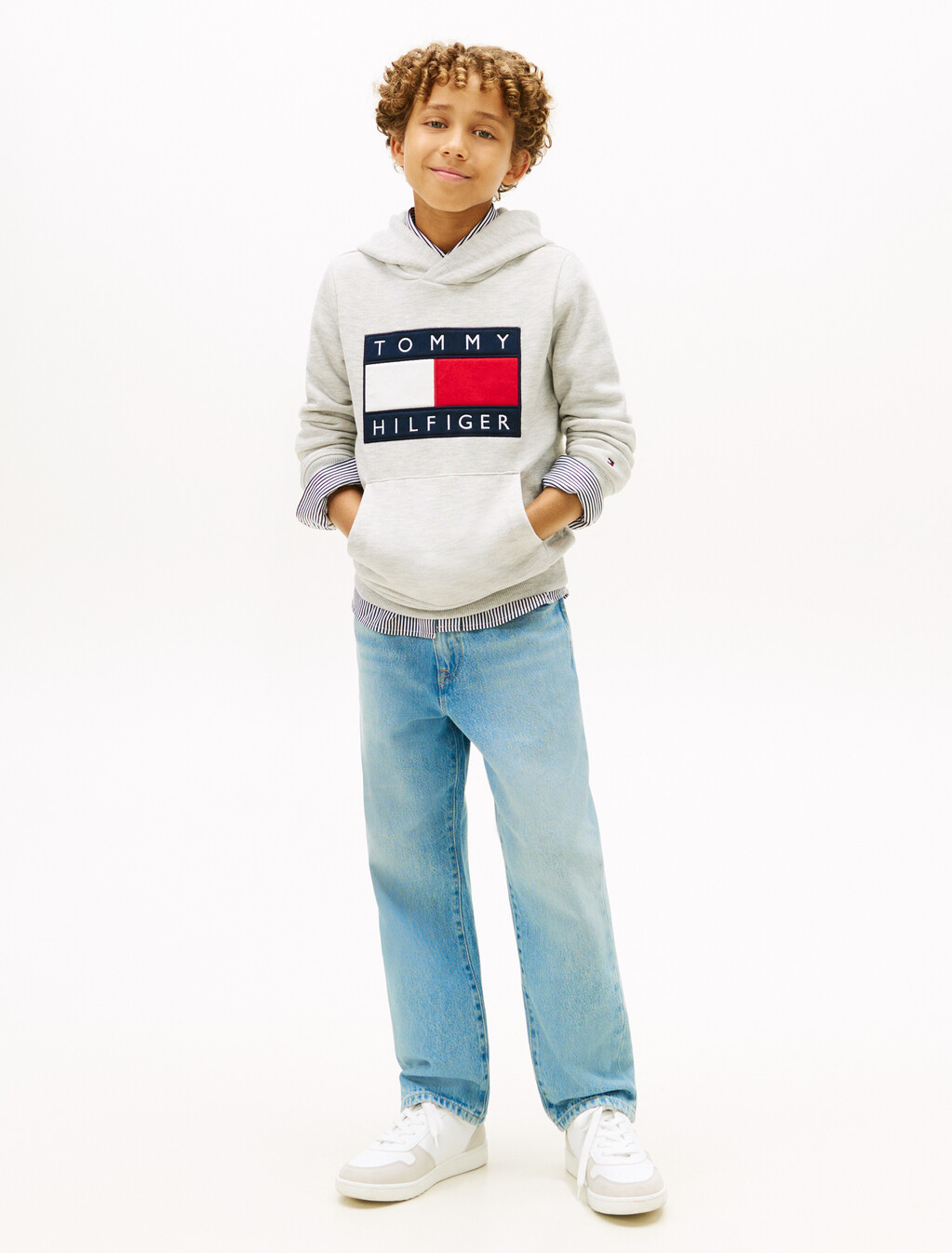 Heritage Flag Badge Terry Hoody, Light Grey Heather, hi-res