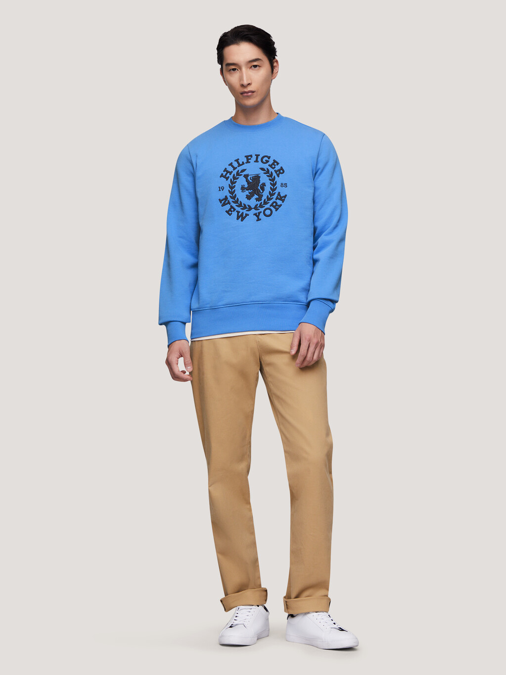 Oversized Crest Logo Sweatshirt, Blue Spell, hi-res