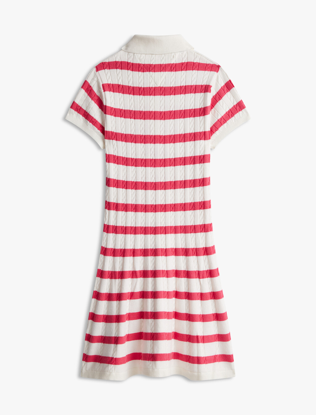 條紋絞花針織連身裙, Ivory Petal Base Laser Pink Stripes, hi-res
