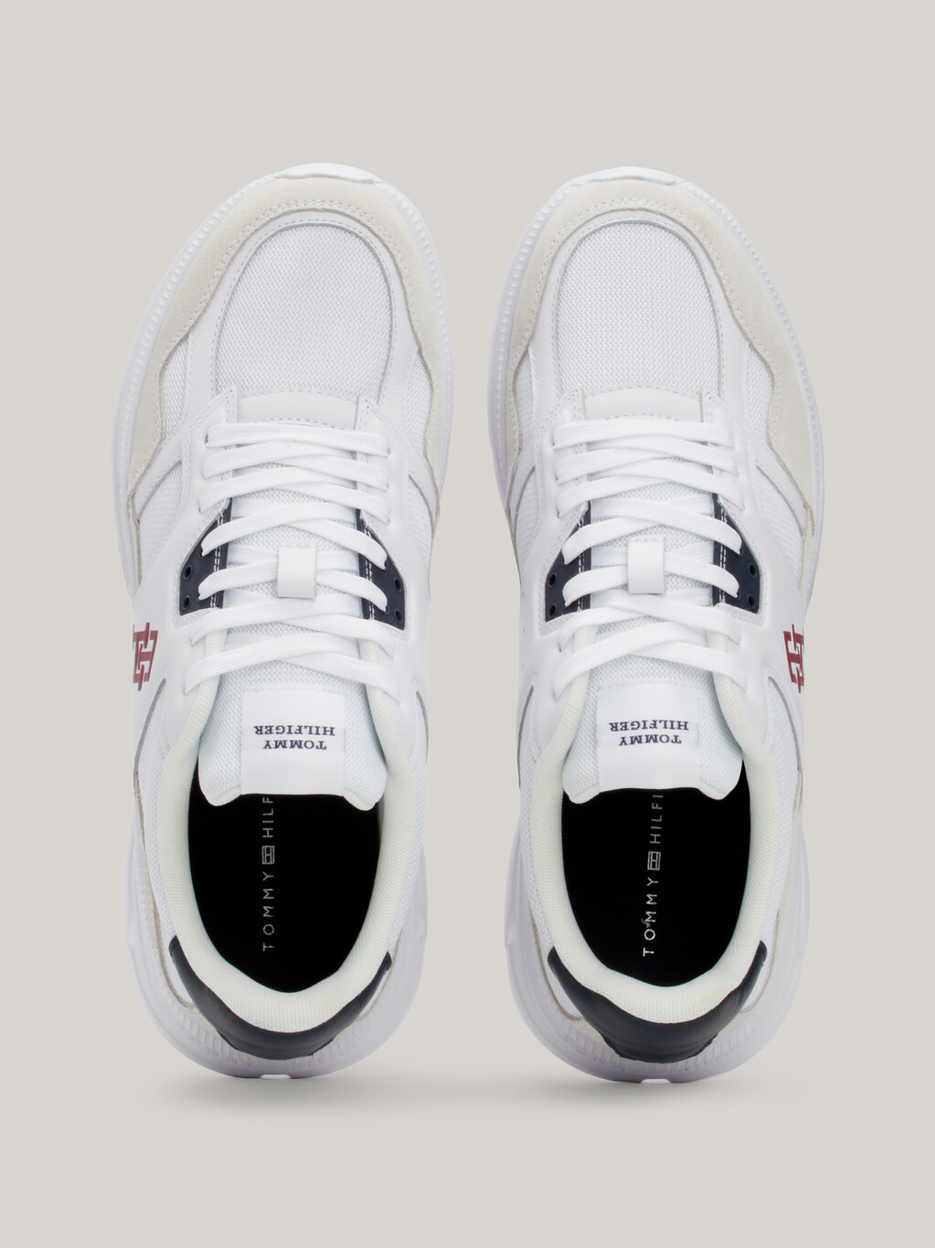 TH 現代混合紋理跑步運動鞋, White, hi-res