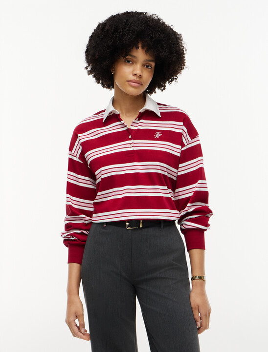 Rugby Stripe Relaxed Polo Sweatshirt