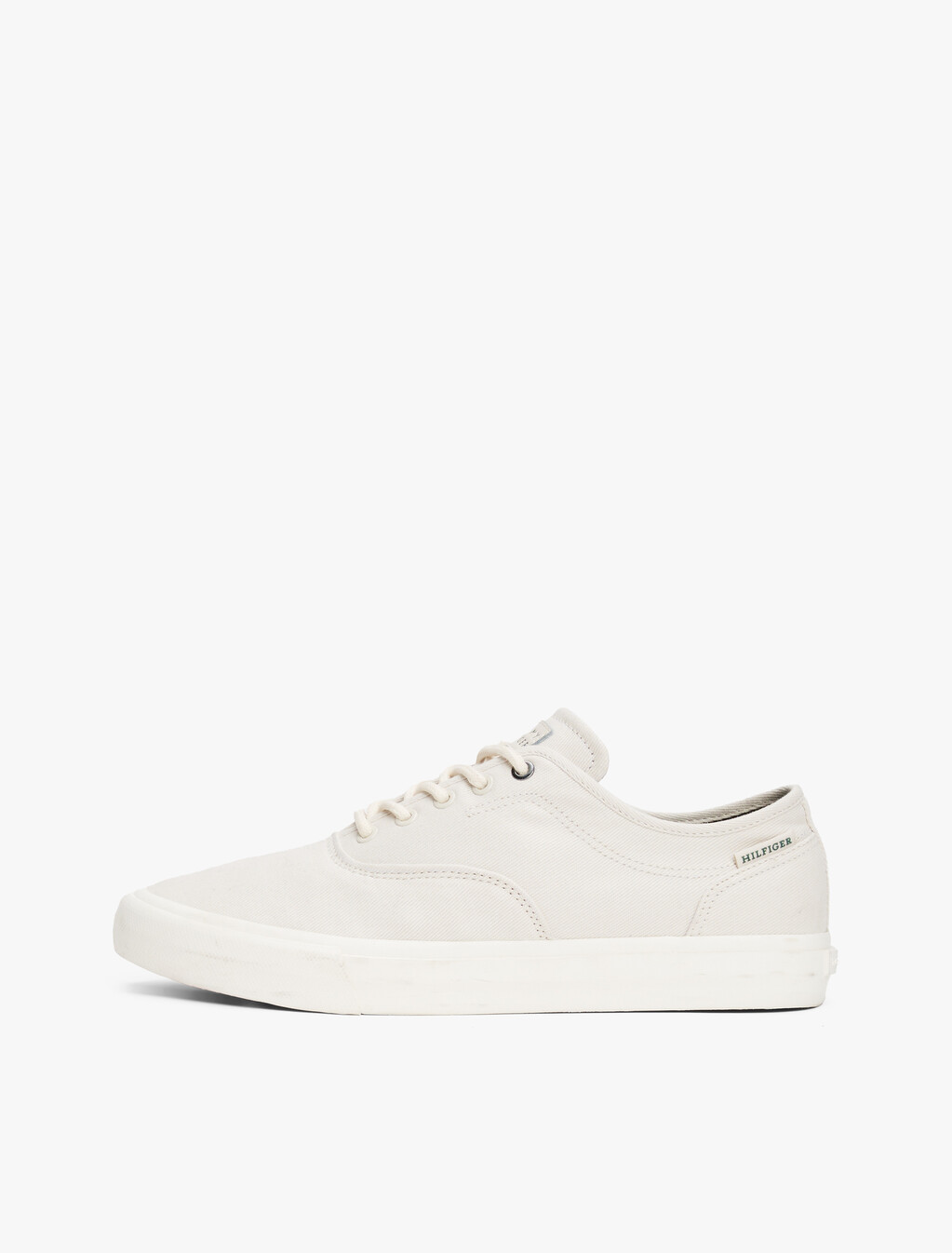 Canvas Embossed Logo Trainers, Alabaster, hi-res